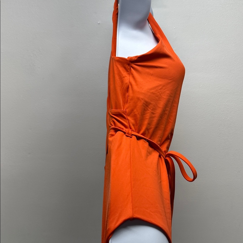 Andie Swim The Belmar One Piece Swimsuit Belted Tie Sire Orange New NWT Medium - Picture 4 of 12